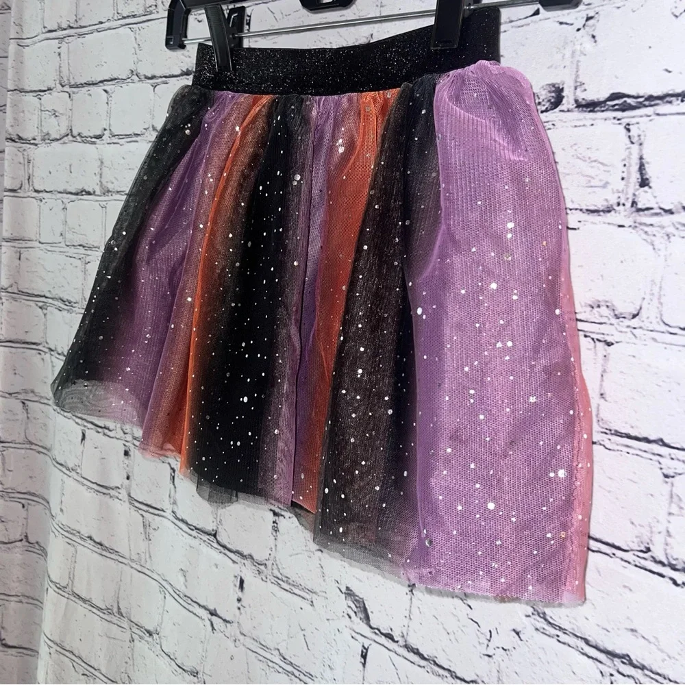 Cat & Jack Girls Halloween Glitter Tulle Skirt Size‎ 6/7